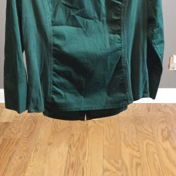 XL Christopher & Banks hunter green stretch button down blouse - Picture 8 of 16